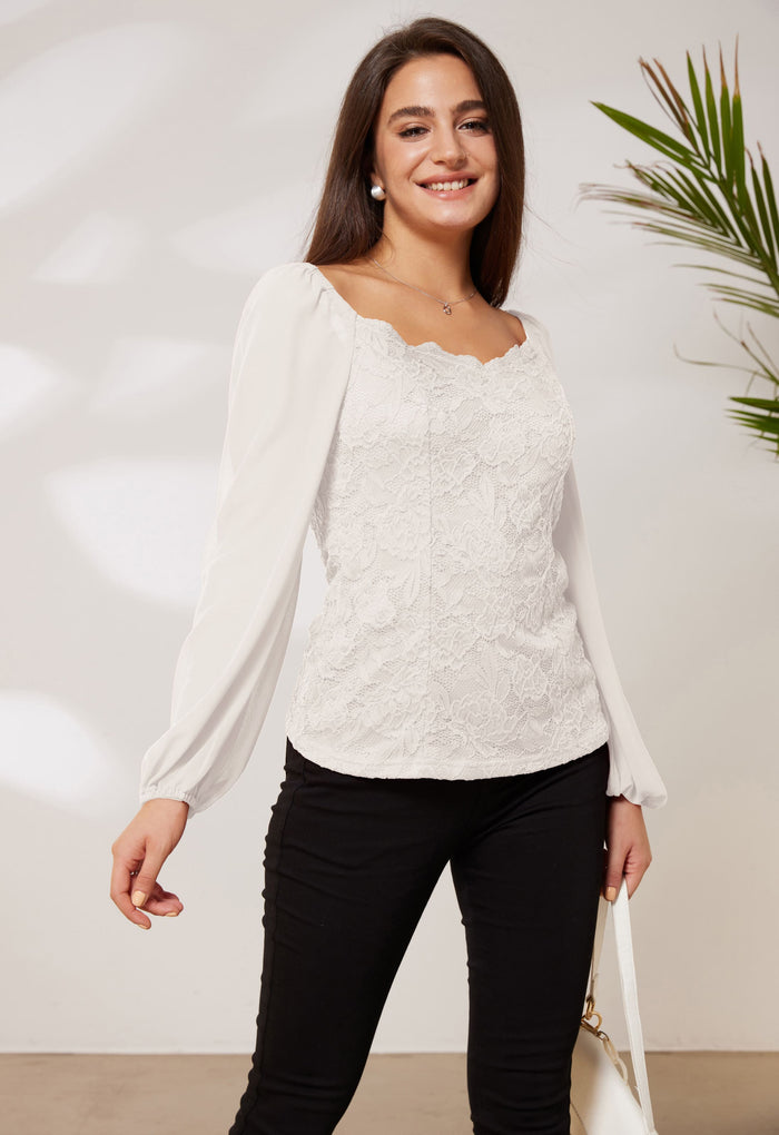Grace Karin Lace Patchwork Party Top