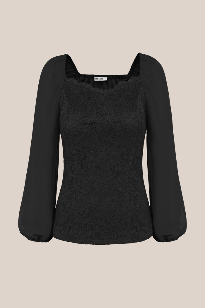 Grace Karin Lace Patchwork Party Top