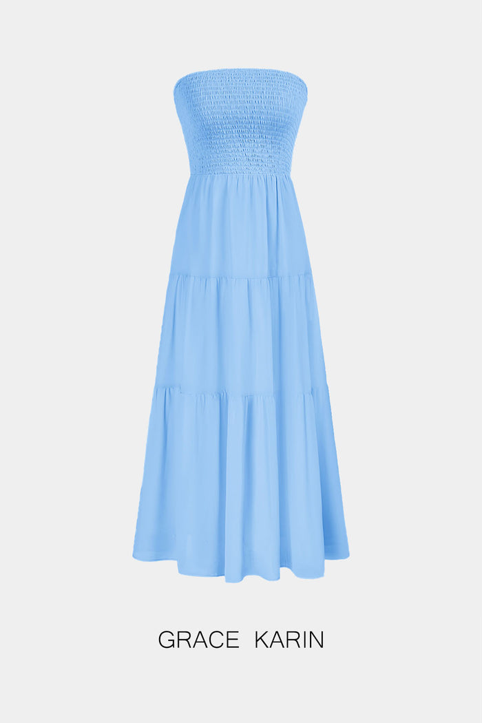 Grace Karin GRACE KARIN Two-Way Strapless/Halter Tiered Flared A-Line Dress