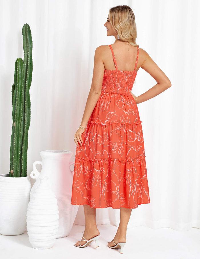 Grace Karin Hollowed-out Waist Spaghetti Straps Flared A-Line Dress