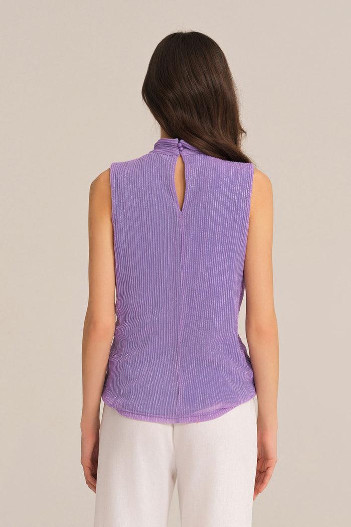 Grace Karin Keyhole Back V-Neck Sleeveless Irregular Hem Party Tops - Purple