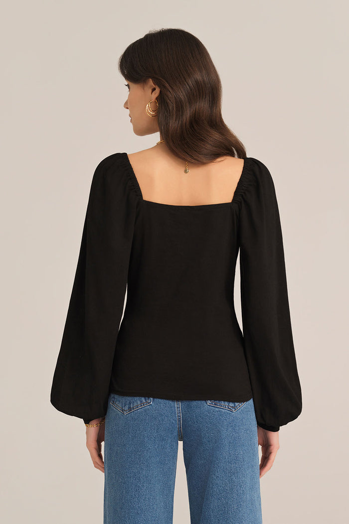 Grace Karin Lantern Sleeves V-Neck Stretchy Cotton Blouse
