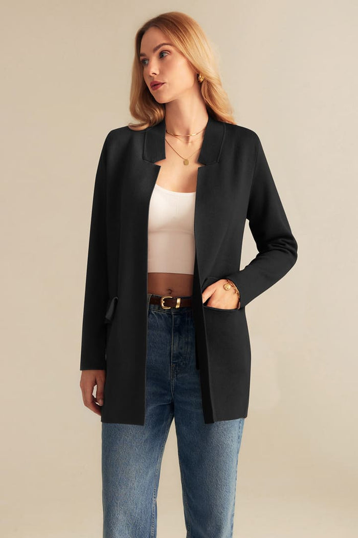 Grace Karin Open Front Notch Collar Long Sleeve Knit Cardigan Coat