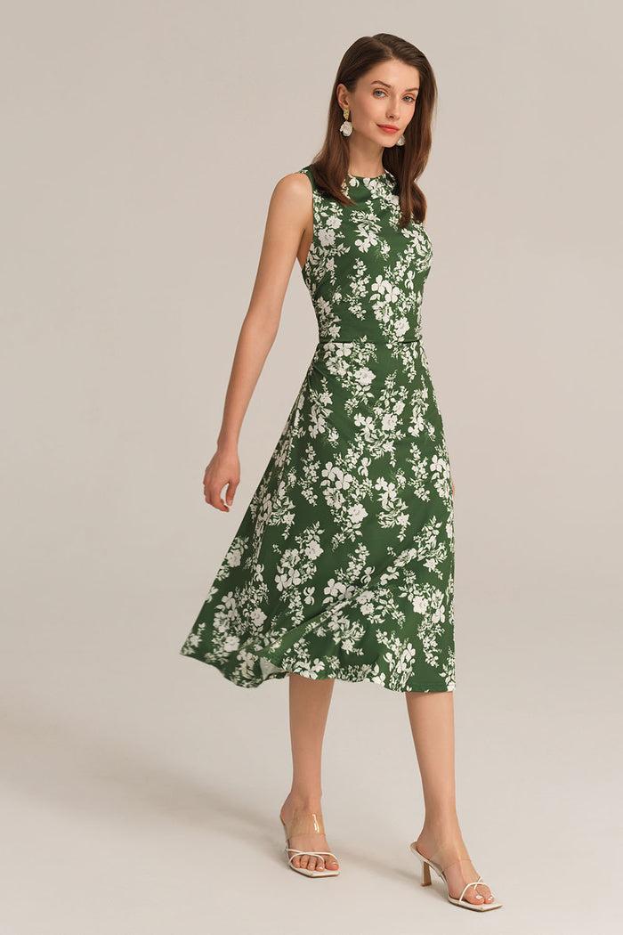 Grace Karin Sleeveless Cowl Neck Hollowed-out Back Dress - Green