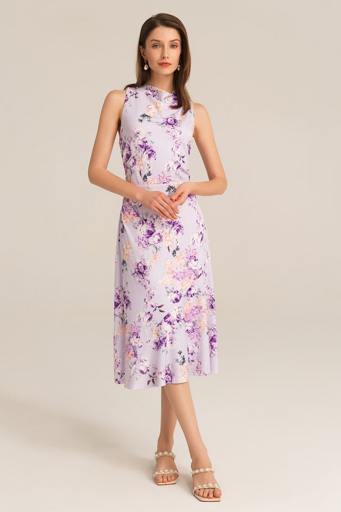 Grace Karin Sleeveless Cowl Neck Hollowed-out Back Dress - Purple