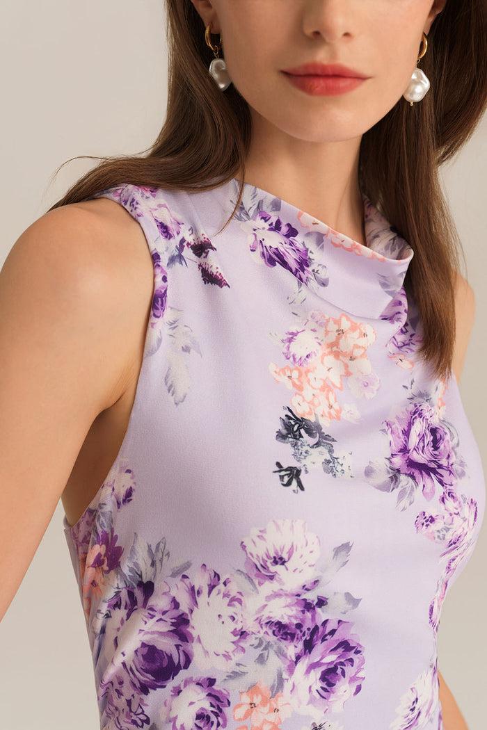 Grace Karin Sleeveless Cowl Neck Hollowed-out Back Dress - Purple