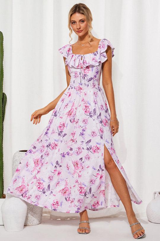 Grace Karin Women's Elastic Waist Off Shoulder Ruffle Maxi Dress