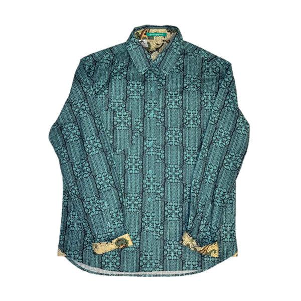 graceland Authentic Elvis Long Sleeve Blue Printed Woven Shirt