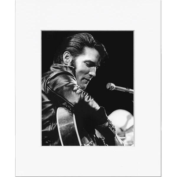 graceland Elvis 68 Special Comeback Black Leather Matted Photo