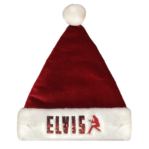 graceland Elvis 68 Special Silhouette Red Santa Hat
