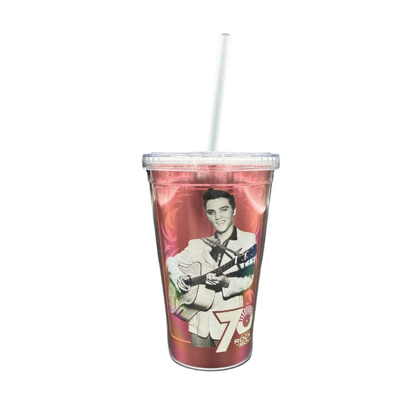 graceland Elvis 70 Years of Rock N Roll Straw Tumbler