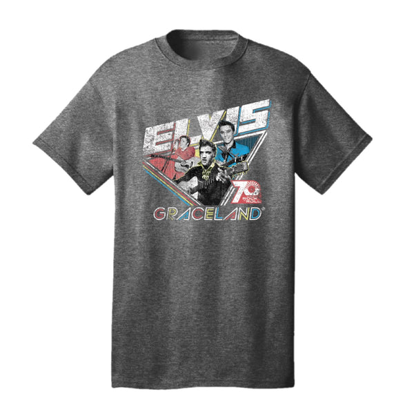 graceland Elvis 70 Years of Rock 'N Roll Tri-Collage T-Shirt