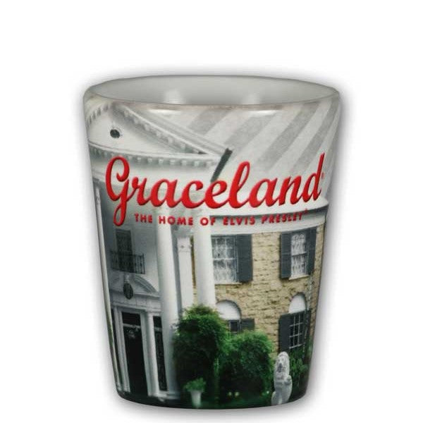 Graceland Elvis Black Leather Graceland Photo Shot Glass