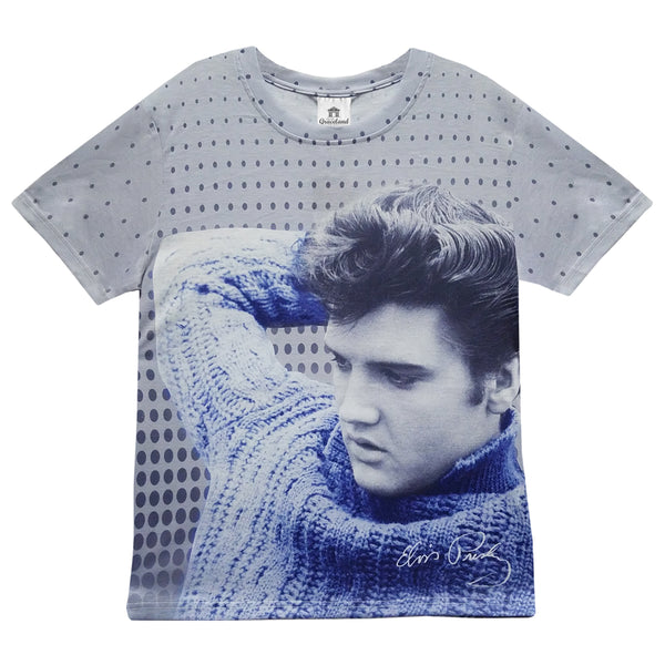 graceland Elvis Blue Sweater Women's Sublimated T-Shirt