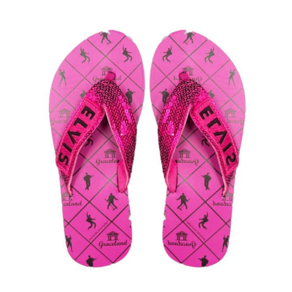 Graceland Elvis Graceland Pink Sequin Strap Flip Flops