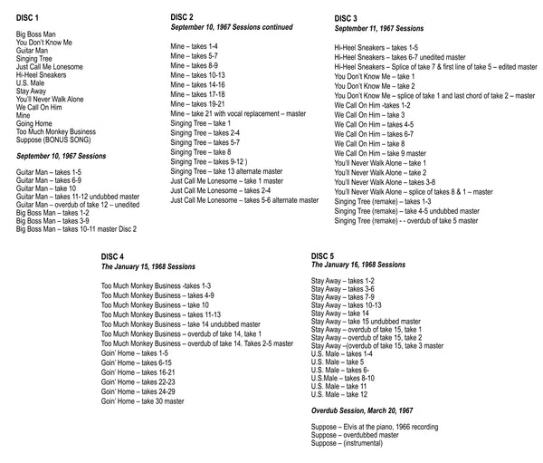 Graceland Elvis: Guitar Man - The '67/'68 Sessions FTD 5 CD Set