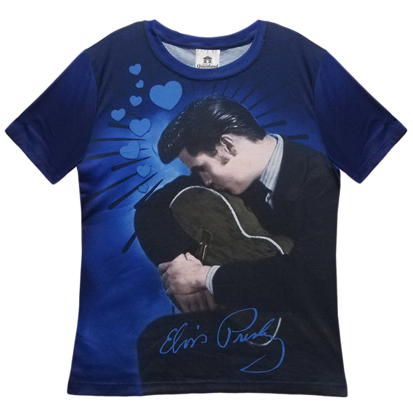 graceland Elvis Kissing Guitar Women's Sublimated T-Shirt
