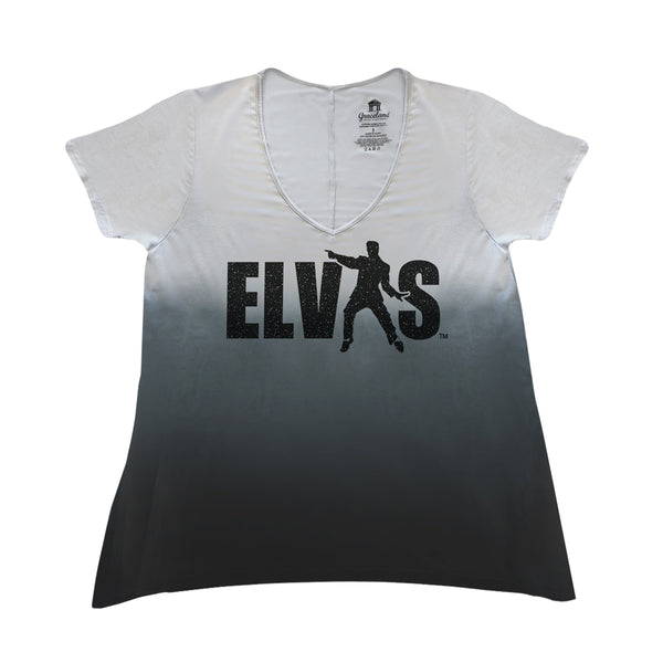 graceland Elvis Ombre Trapeze Women's V-Neck T-Shirt