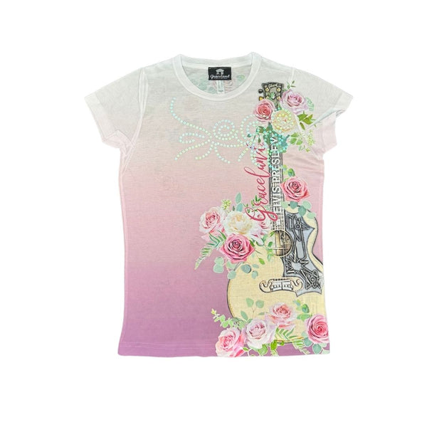 graceland Elvis Presley Floral Guitar Ladies T-Shirt