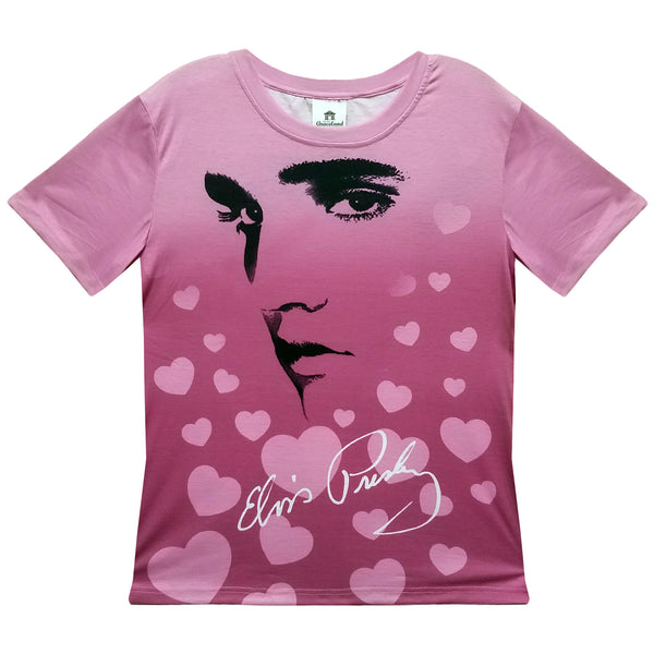 graceland Elvis Presley Hearts Profile Women's Sublimated T-Shirt