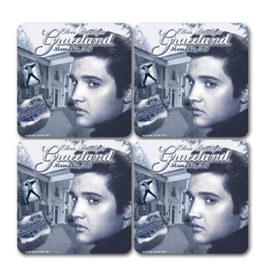 graceland Elvis Presley's Graceland Blue Sepia Coaster Set