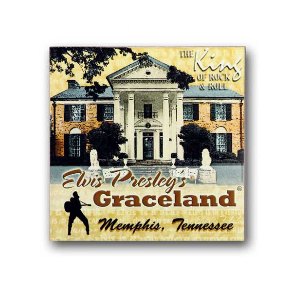 graceland Elvis Presley's Graceland Sepia Wood Magnet