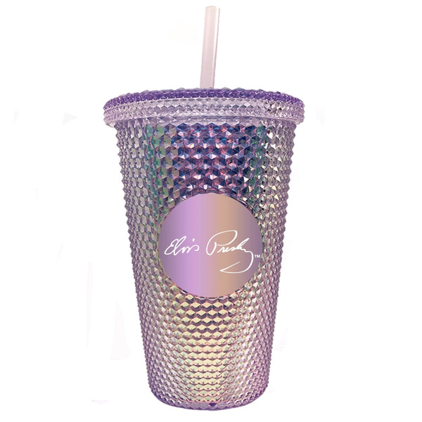 graceland Elvis Presley Signature Pink Studded Straw Tumbler