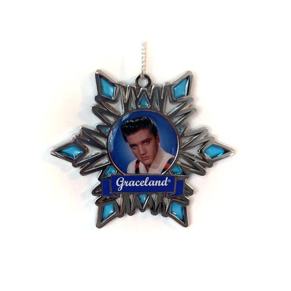 graceland Elvis Presley Snowflake Stained Glass Ornament