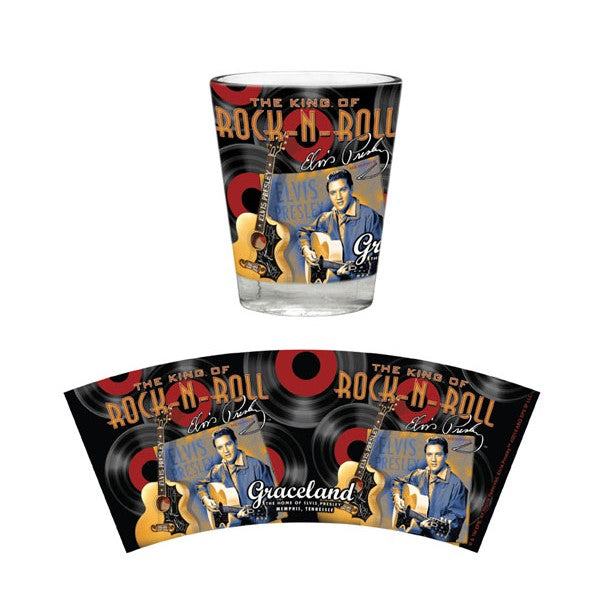 graceland Elvis Presley The King of Rock N Roll Guitar Record Shot Glass