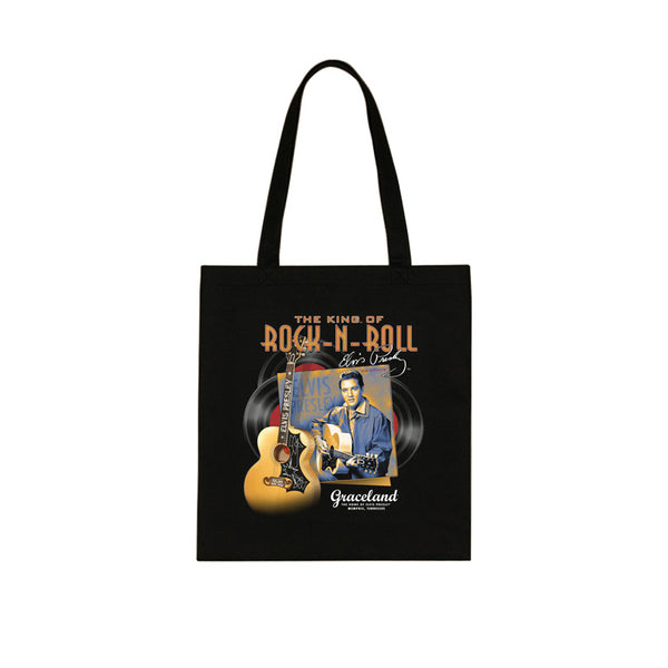 graceland Elvis Presley The King of Rock N Roll Guitar Record Tote Bag