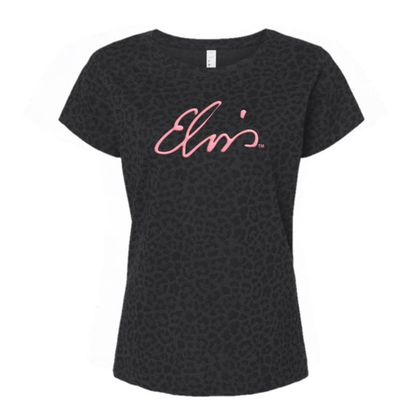 graceland Elvis Signature Black Leopard Women's T-Shirt