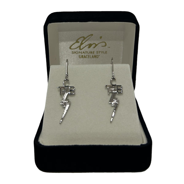 Graceland Elvis Signature Style: Sterling Silver Medium TCB Earrings