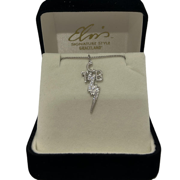 graceland Elvis Signature Style: Sterling Silver Medium TCB Necklace with CZS