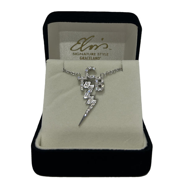 graceland Elvis Signature Style: Sterling Silver TCB Necklace with CZS