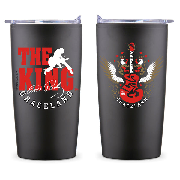 graceland Elvis The King Wing Guitar Travel Tumbler