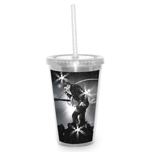 graceland Elvis Tupelo Crowd Surf Glitter Straw Travel Tumbler