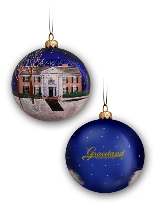 graceland Graceland at Christmas Blue Round Ornament