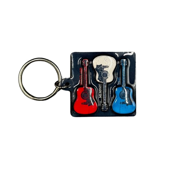 graceland Elvis 3 Guitar Wood Key Ring