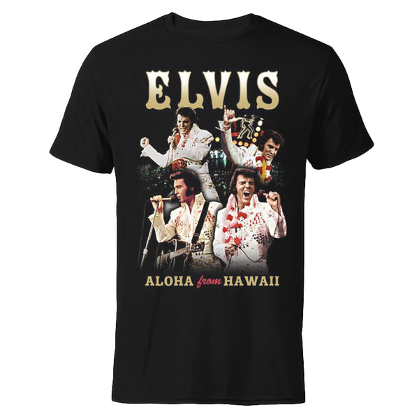 graceland Elvis Aloha From Hawaii Collage T-Shirt