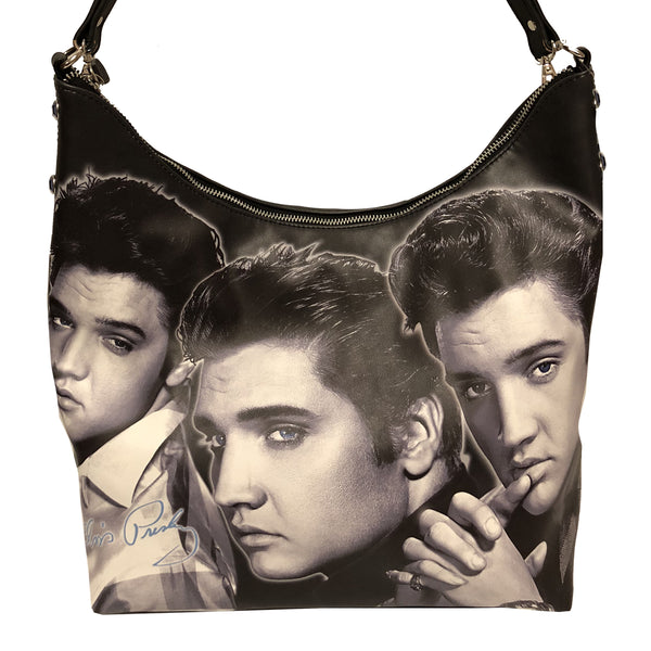 graceland Elvis Black and White Collage Handbag