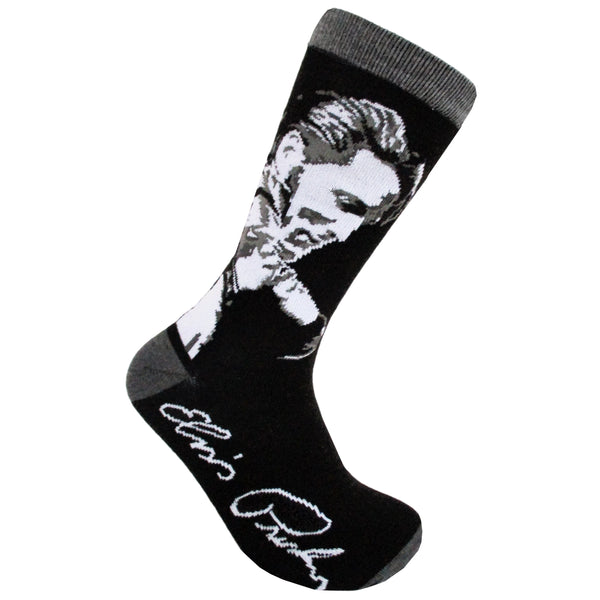 Graceland Elvis Black Leather Looking Down Sock