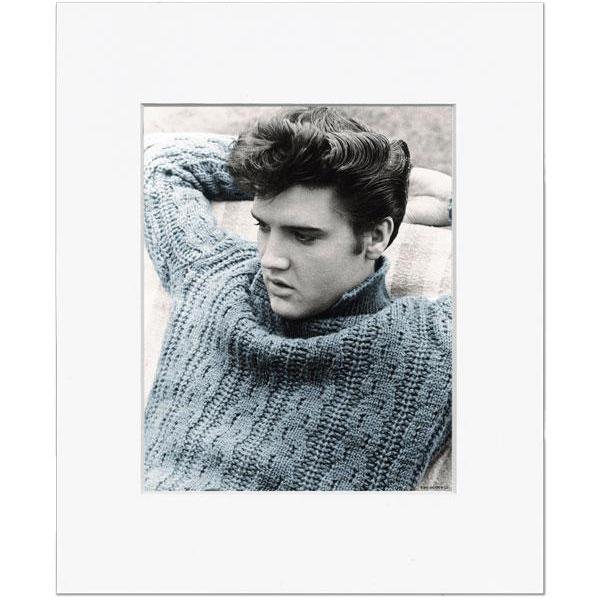 graceland Elvis Blue Sweater Matted Photo
