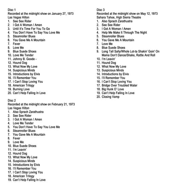 Graceland Elvis: From Vegas To Tahoe FTD 3 CD Set
