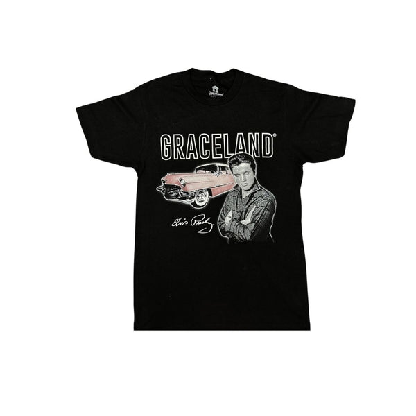 graceland Elvis Graceland Pink Classic Car T-Shirt