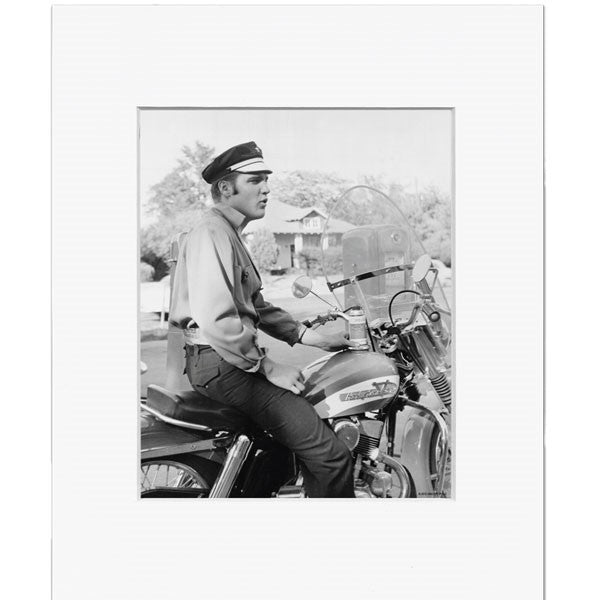 graceland Elvis on Motorcycle Matted Photo