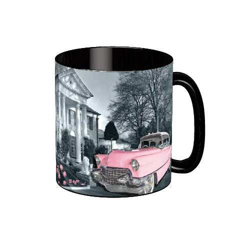 Graceland Elvis Pink Classic Car Roses Coffee Mug