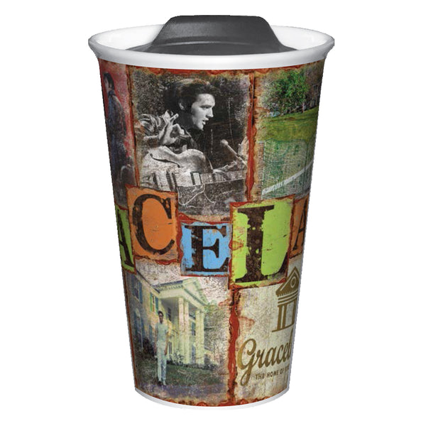graceland Graceland Elvis Rustic Ceramic Travel Tumbler