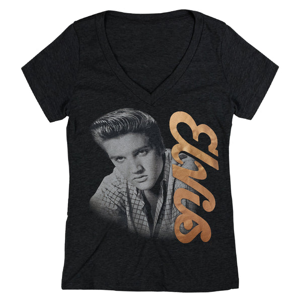 graceland Elvis Script Women's V-Neck T-Shirt