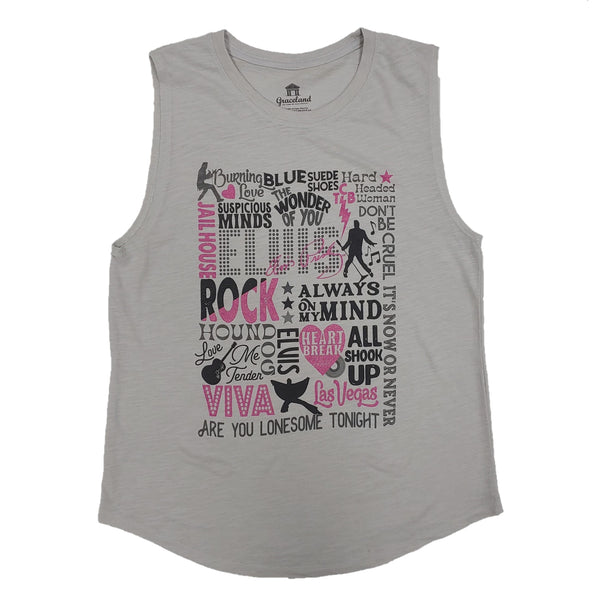 graceland Elvis Song Titles Women's Tank
