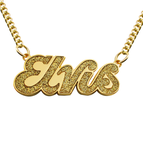 graceland Gold Plated Elvis Script Necklace
